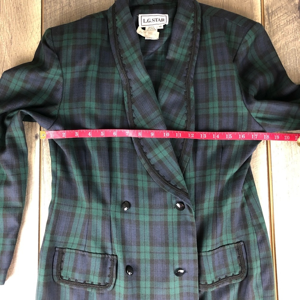 VTG L. G. Star Plaid Shoulder Pads Jacket Sz 10 - Picture 5 of 8